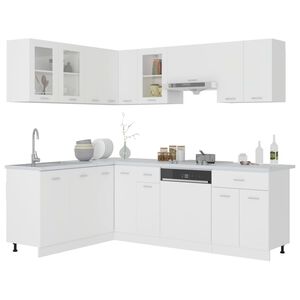 vidaXL 11 pcs conjunto arm&aacute;rios de cozinha derivados de madeira Lyon branco