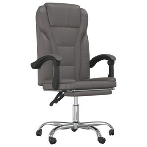 vidaXL Cadeira de escrit&oacute;rio reclin&aacute;vel couro artificial cinzento