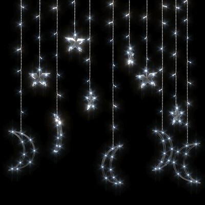 vidaXL Luzes luas e estrelas c/ controlo remoto 138 LEDs branco frio