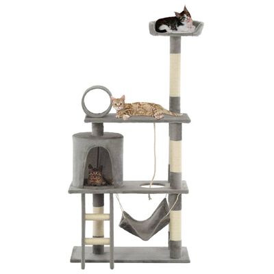 vidaXL Árvore para gatos c/ postes arranhadores sisal 140 cm cinzento