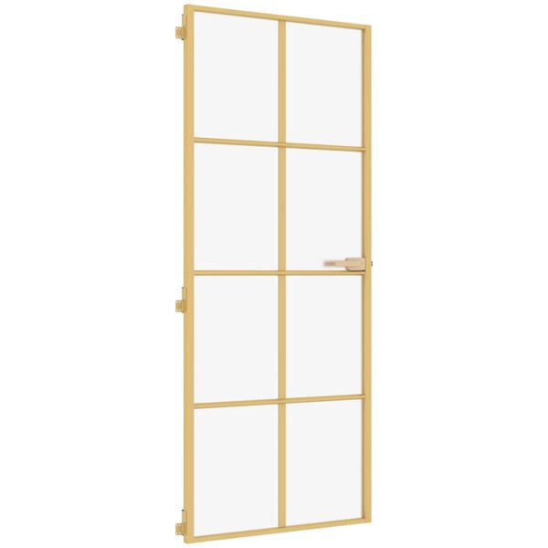 vidaXL Porta interior 83x201,5 cm vidro temperado e alum&iacute;nio dourado
