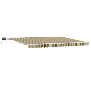 vidaXL Toldo retr&aacute;til Verde e amarelo 450 &times; 300 cm Tecido e Alum&iacute;nio