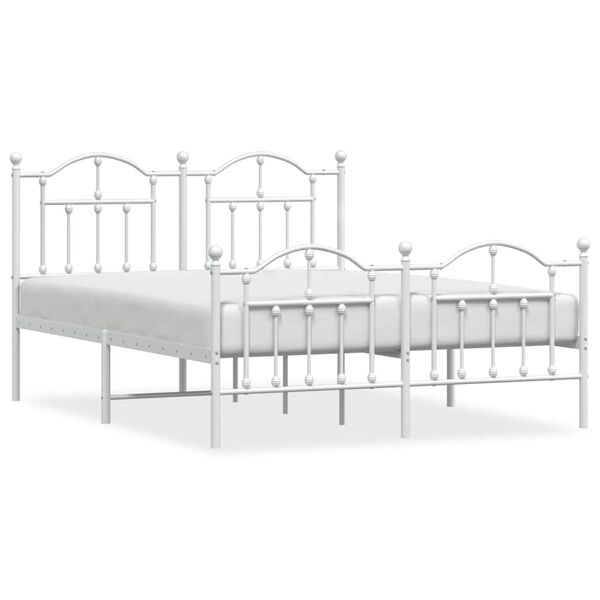 vidaXL Estrutura de cama com cabeceira e p&eacute;s 140x200 cm metal branco