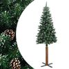 vidaXL &Aacute;rvore de Natal fina madeira genu&iacute;na e neve branca 210 cm verde