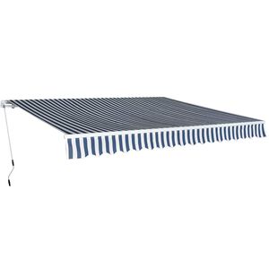 vidaXL Toldo dobr&aacute;vel manual 400 cm azul/branco