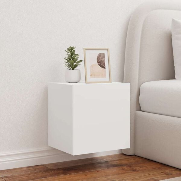 vidaXL M&oacute;veis de parede p/ TV com luzes LED 2 pcs 40,5x35x40 cm branco