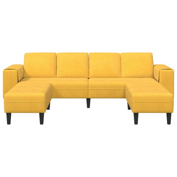 vidaXL Sof&aacute; Amarelo Claro 250 x 188 x 76 cm Tecido de Veludo Cotele