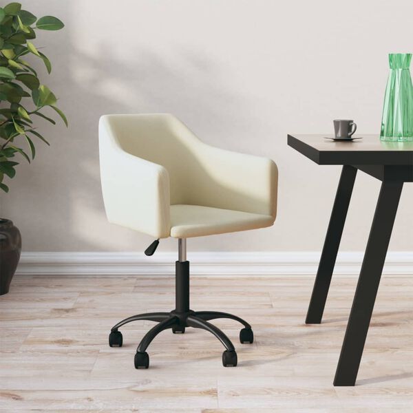 vidaXL Cadeira de jantar girat&oacute;ria veludo cor creme