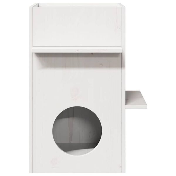 vidaXL Casa do gato 43x43x60 cm madeira de pinho maciça branco