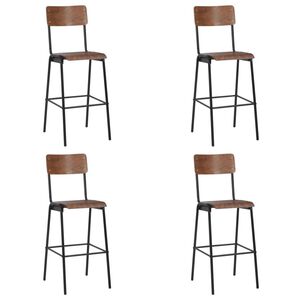 vidaXL Bancos de bar 4 pcs contraplacado maci&ccedil;o e a&ccedil;o