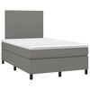vidaXL Cama box spring c/ colch&atilde;o e LED 120x200 cm tecido cinza-escuro