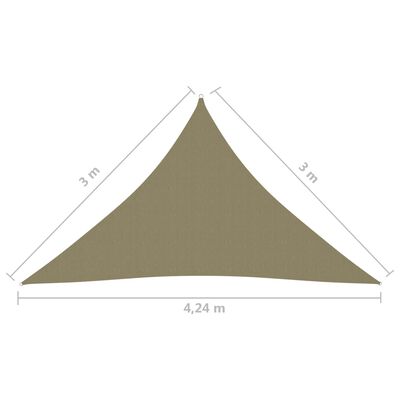 vidaXL Para-sol estilo vela tecido oxford triangular 3x3x4,24 m bege
