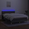 vidaXL Cama box spring c/ colch&atilde;o e LED 140x190 cm tecido cinza-escuro