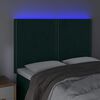 vidaXL Cabeceira de cama c/ LED veludo 144x5x118/128 cm verde-escuro