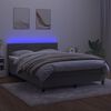 vidaXL Cama box spring c/ colch&atilde;o/LED 140x190 cm veludo cinzento