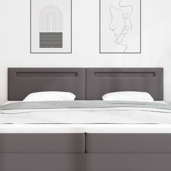 vidaXL Cabeceira LED Cinzeto 200 cm Couro Sint&eacute;tico