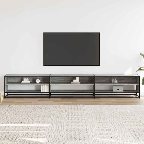 vidaXL M&oacute;vel de TV 270x40x46 cm derivados de madeira cinzento sonoma