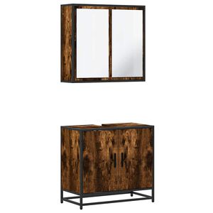 vidaXL 2 pcs conj. m&oacute;veis casa de banho derivados madeira cor fumado