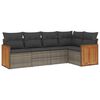 vidaXL 5 pcs conjunto sof&aacute;s de jardim c/ almofad&otilde;es vime PE cinzento
