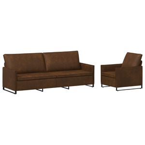 vidaXL Conjunto de Sof&aacute;s 2 pcs Castanho Tecido de camur&ccedil;a sint&eacute;tica