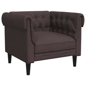 vidaXL Sof&aacute; chesterfield tecido castanho-escuro
