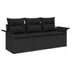 vidaXL Conjunto de Sofá de Jardim 3 pcs Preto Rattan Sintético