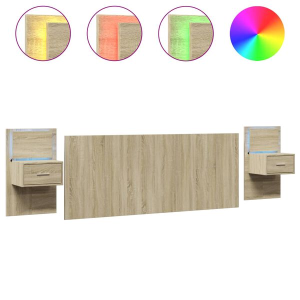 vidaXL Cabeceira cama c/ arm&aacute;rios 200cm deriv. madeira carvalho sonoma