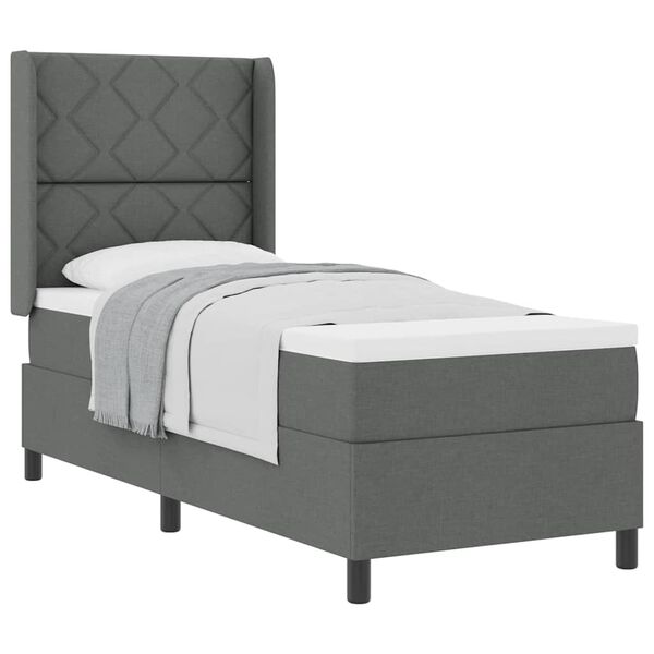 vidaXL Cama Box com colch&atilde;o Cinzento escuro 90 x 190 cm tecido