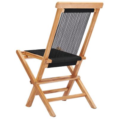 vidaXL Cadeiras de jardim dobráveis 2 pcs madeira teca maciça e corda