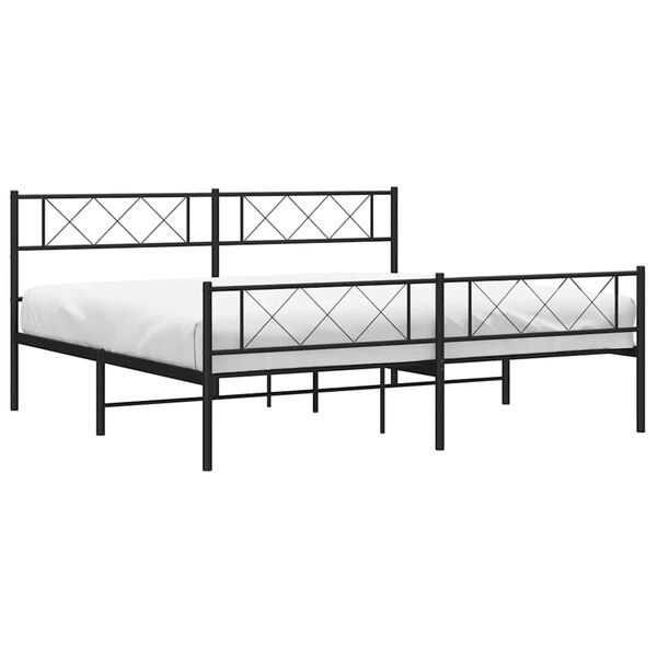 vidaXL Estrutura de cama com cabeceira e p&eacute;s 183x213 cm metal preto
