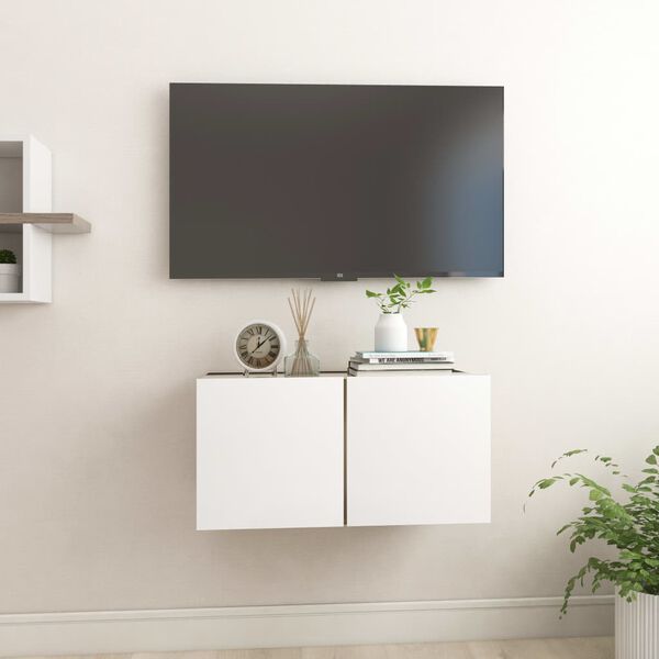 vidaXL M&oacute;vel de TV para parede 60x30x30 cm branco e carvalho sonoma