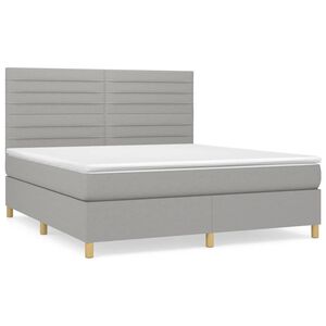 vidaXL Cama com molas/colch&atilde;o 180x200 cm tecido cinzento-claro