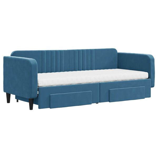 vidaXL Sof&aacute;-cama com gavet&atilde;o e gavetas 80x200 cm veludo azul