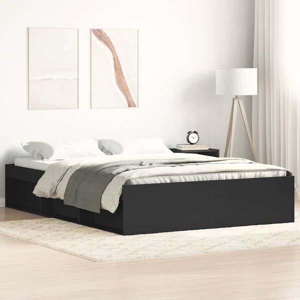 vidaXL Estrutura de cama de casal 135x190 cm preto