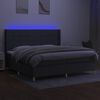vidaXL Cama box spring c/ colch&atilde;o e LED 200x200 cm tecido cinza-escuro