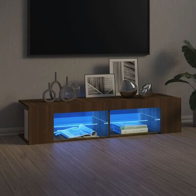 vidaXL Móvel de TV com luzes LED 135x39x30 cm cor carvalho castanho