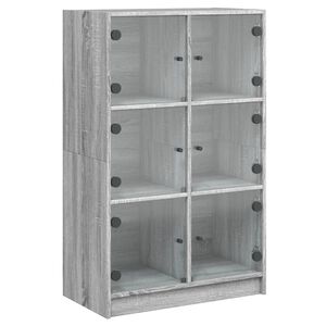 vidaXL Arm&aacute;rio alto com portas derivados de madeira cinzento sonoma
