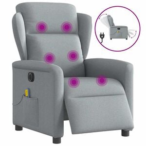 vidaXL Poltrona de massagens reclin&aacute;vel el&eacute;trica tecido cinzento-claro