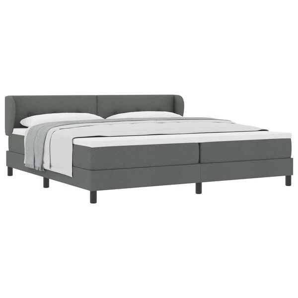 vidaXL Cama Box com colch&atilde;o Cinzento escuro 200 x 200 cm tecido