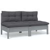 vidaXL 4 pcs conjunto lounge de jardim + almofad&otilde;es pinho maci&ccedil;o