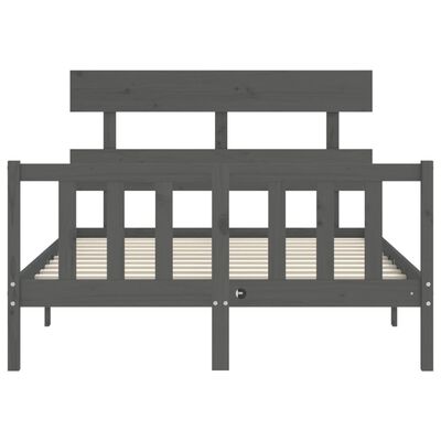 vidaXL Estrutura de cama de casal com cabeceira madeira maciça cinza