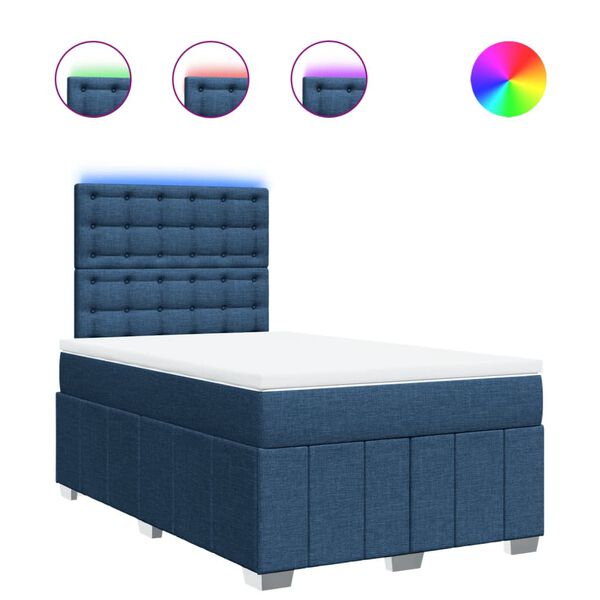 vidaXL Cama boxspring com colch&atilde;o 120x190 cm tecido azul