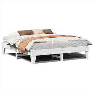 vidaXL Cama sem colch&atilde;o 200x200 cm madeira de pinho maci&ccedil;a branco