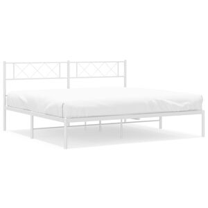 vidaXL Estrutura de cama com cabeceira 200x200 cm metal branco