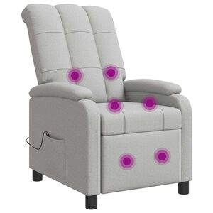 vidaXL Recliner de Massagem Cinza Nuvem Tecido