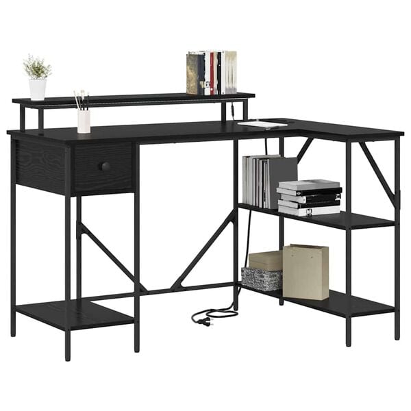 vidaXL Mesa Carvalho Preto 120 x 79 x 86,5 cm Madeira processada