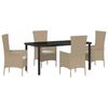 vidaXL Conjunto de Jantar para Jardim 5 unid. Bege vime PE