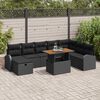 vidaXL Conjunto de Sof&aacute; de Jardim com almofada 9 pcs Preto vime PE