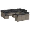 vidaXL 14 pcs conjunto sof&aacute;s p/ jardim c/ almofad&otilde;es vime PE cinzento