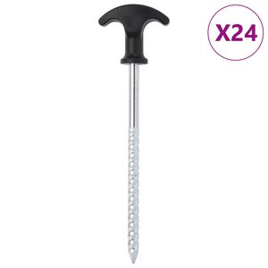 vidaXL Estacas para tenda 24 pcs 17 cm Ø7 mm aço galvanizado